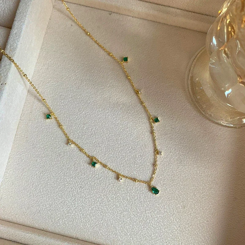 Luminous Teardrop and Square Station 925 Sterling Silver Necklace