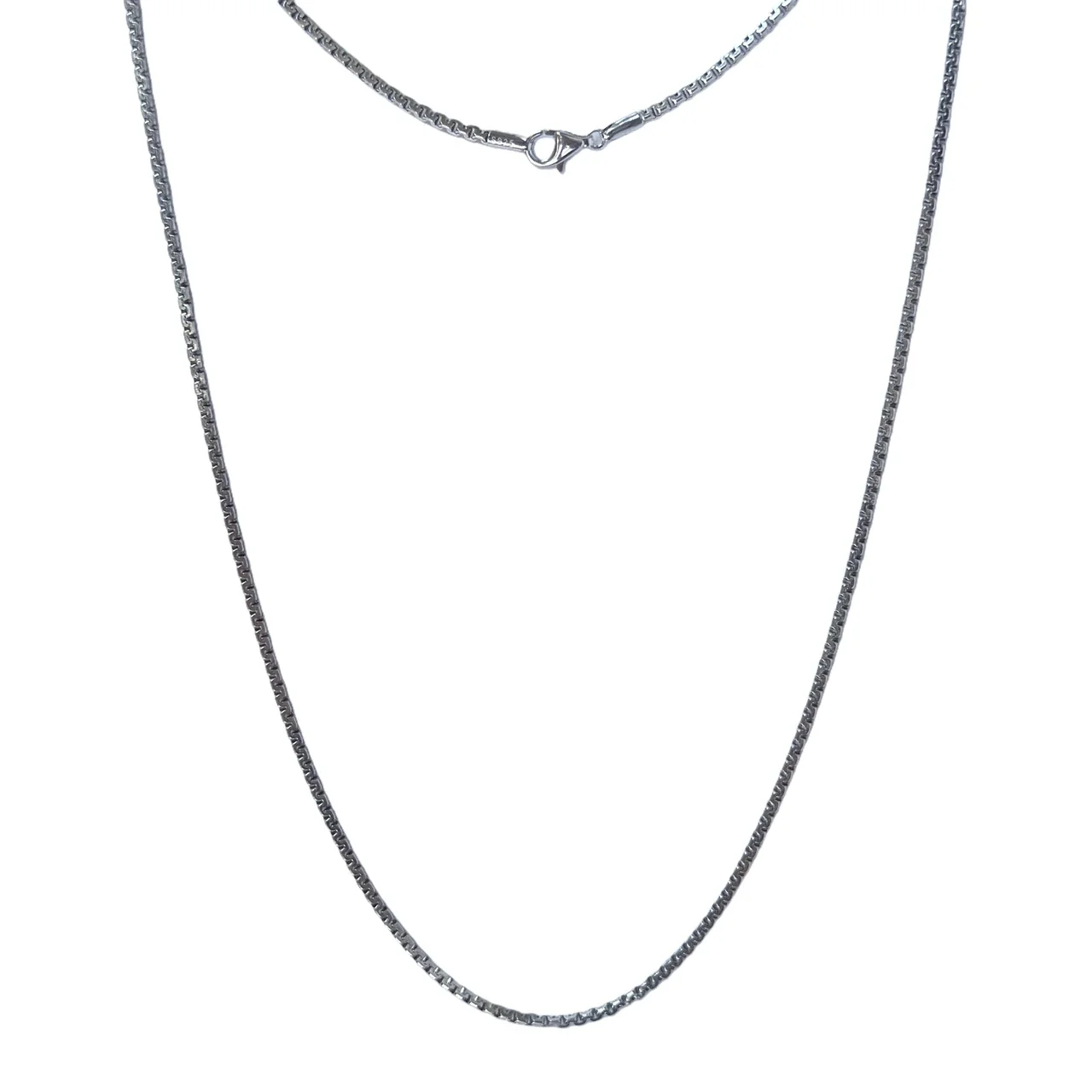 Angular 925 Sterling Silver Box Link Polished Chain Necklace