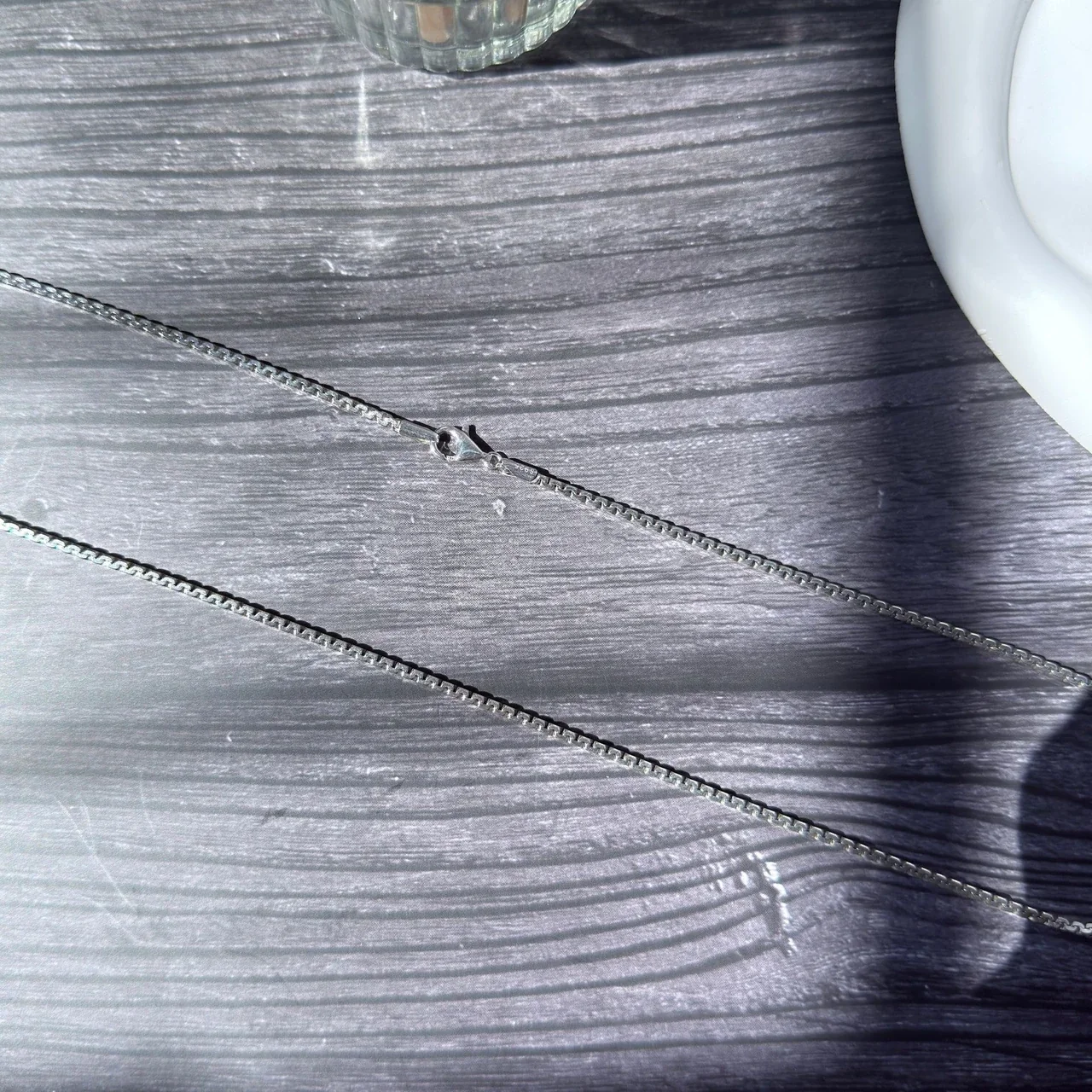 Angular 925 Sterling Silver Box Link Polished Chain Necklace
