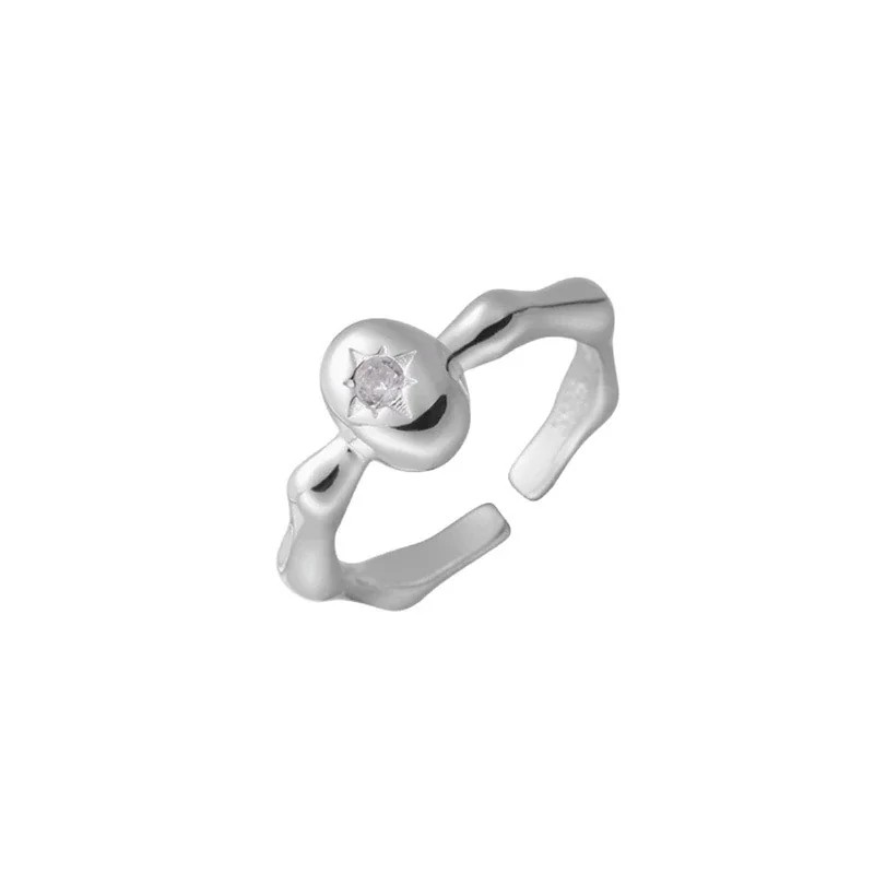 Celestial 925 Sterling Silver Eight-Point Star Open Ring