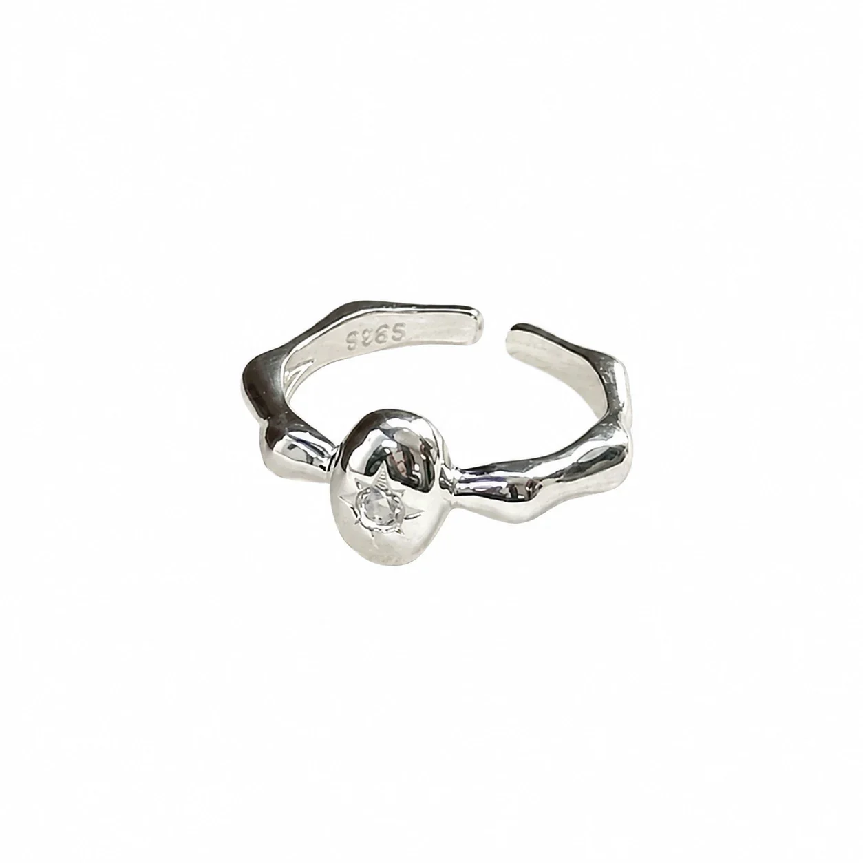 Celestial 925 Sterling Silver Eight-Point Star Open Ring