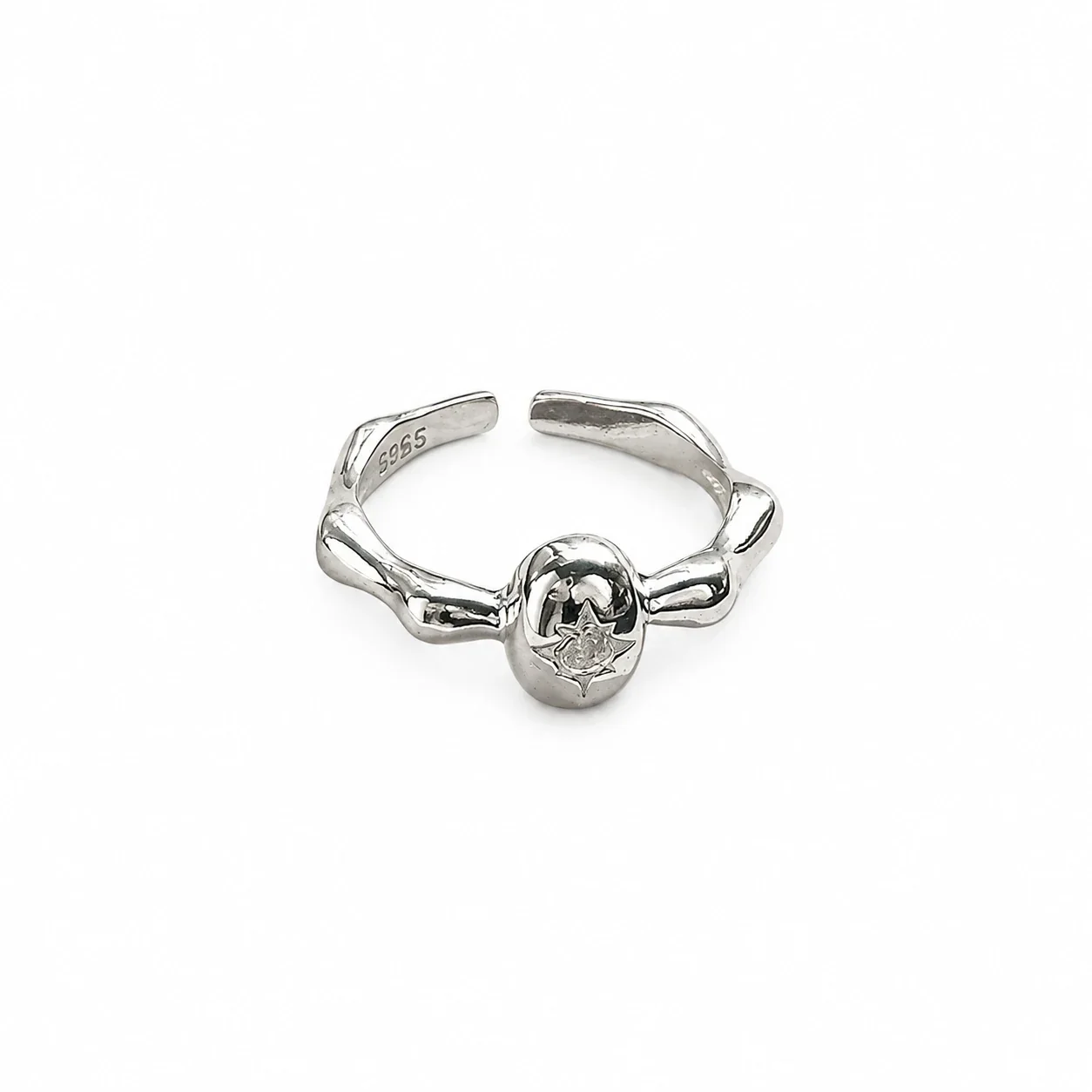 Celestial 925 Sterling Silver Eight-Point Star Open Ring