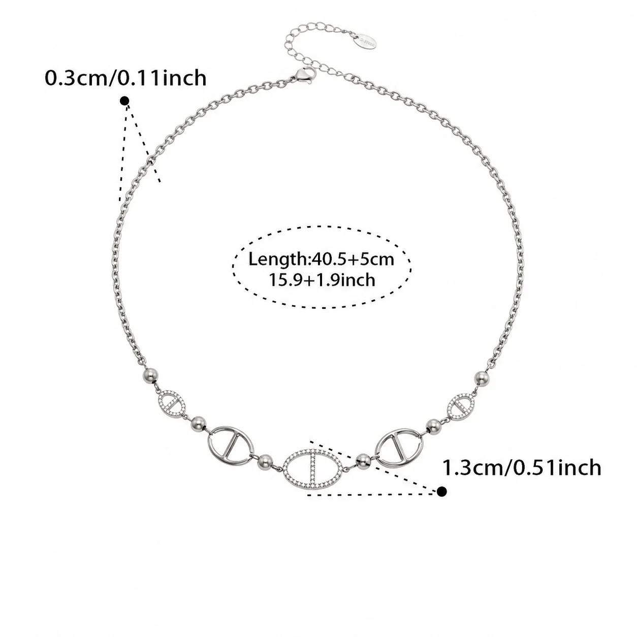 Geometric Gold-Plated Oval Link Stainless Steel Jewelry Set - Steel 40.5+5 cm