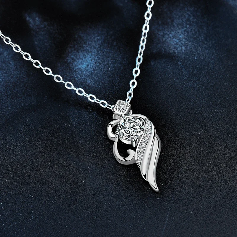 Radiant 925 Sterling Silver Wing Pavé Pendant Necklace