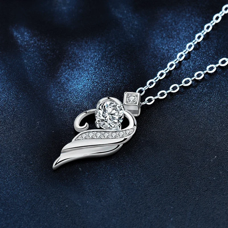 Radiant 925 Sterling Silver Wing Pavé Pendant Necklace
