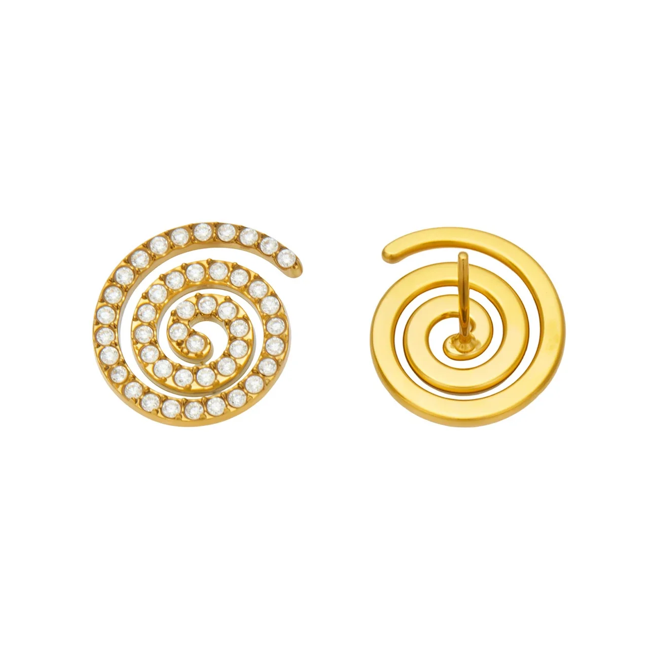 Radiant Spiral Pavé Stainless Steel Stud Earrings