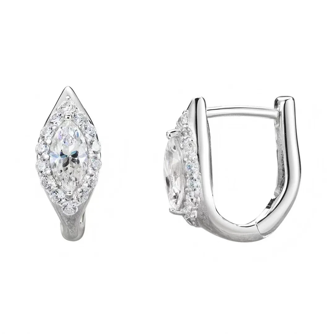 Refined 18K Gold-Plated Marquise Halo Hoop Earrings