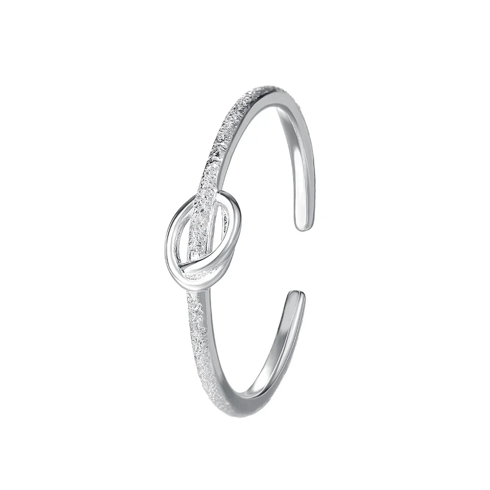 Delicate 925 Sterling Silver Clover Pavé Open Ring - Silver Glitter