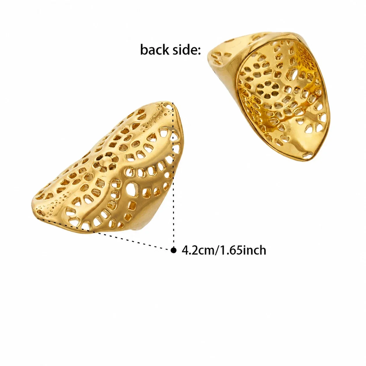 Sculptural Gold-Plated Stainless Steel Cutout Dome Ring - Gold