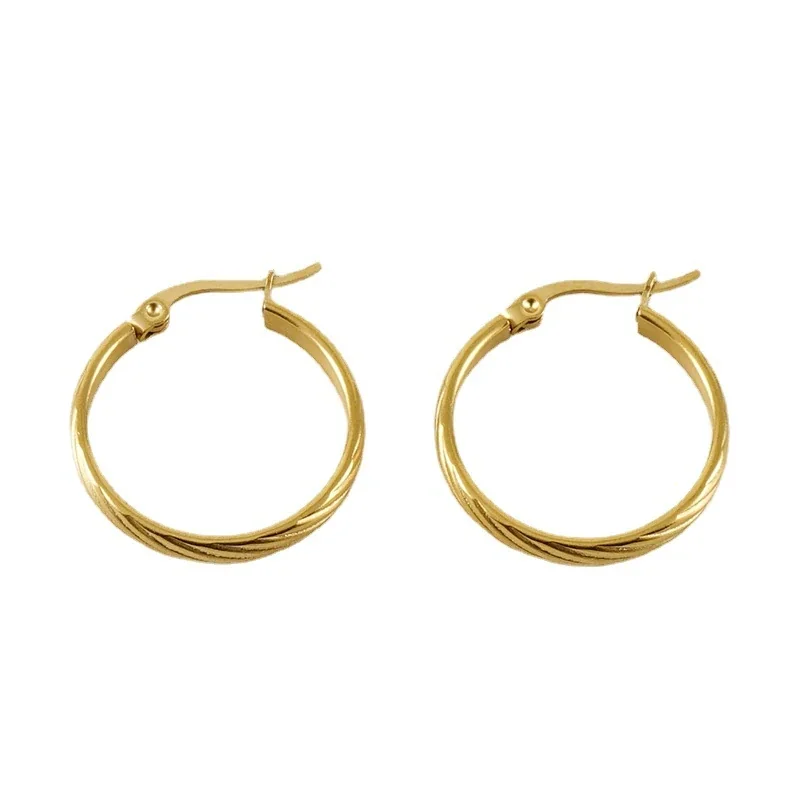 Twisted 18K Gold-Plated Round Hoop Earrings