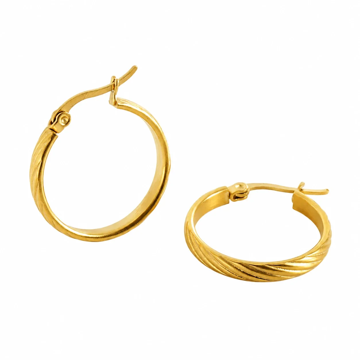 Twisted 18K Gold-Plated Round Hoop Earrings