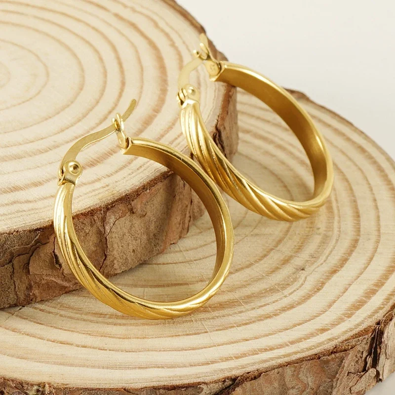 Twisted 18K Gold-Plated Round Hoop Earrings