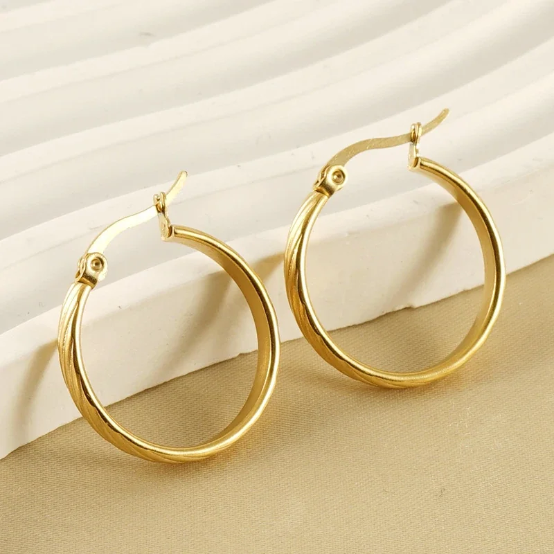 Twisted 18K Gold-Plated Round Hoop Earrings