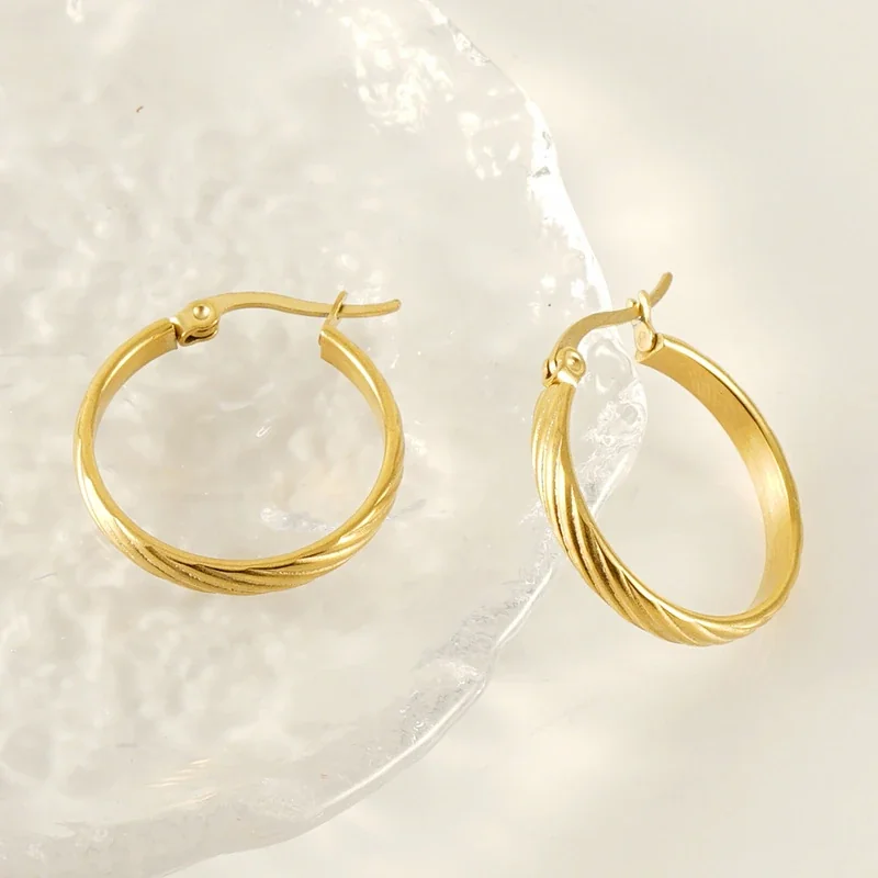 Twisted 18K Gold-Plated Round Hoop Earrings