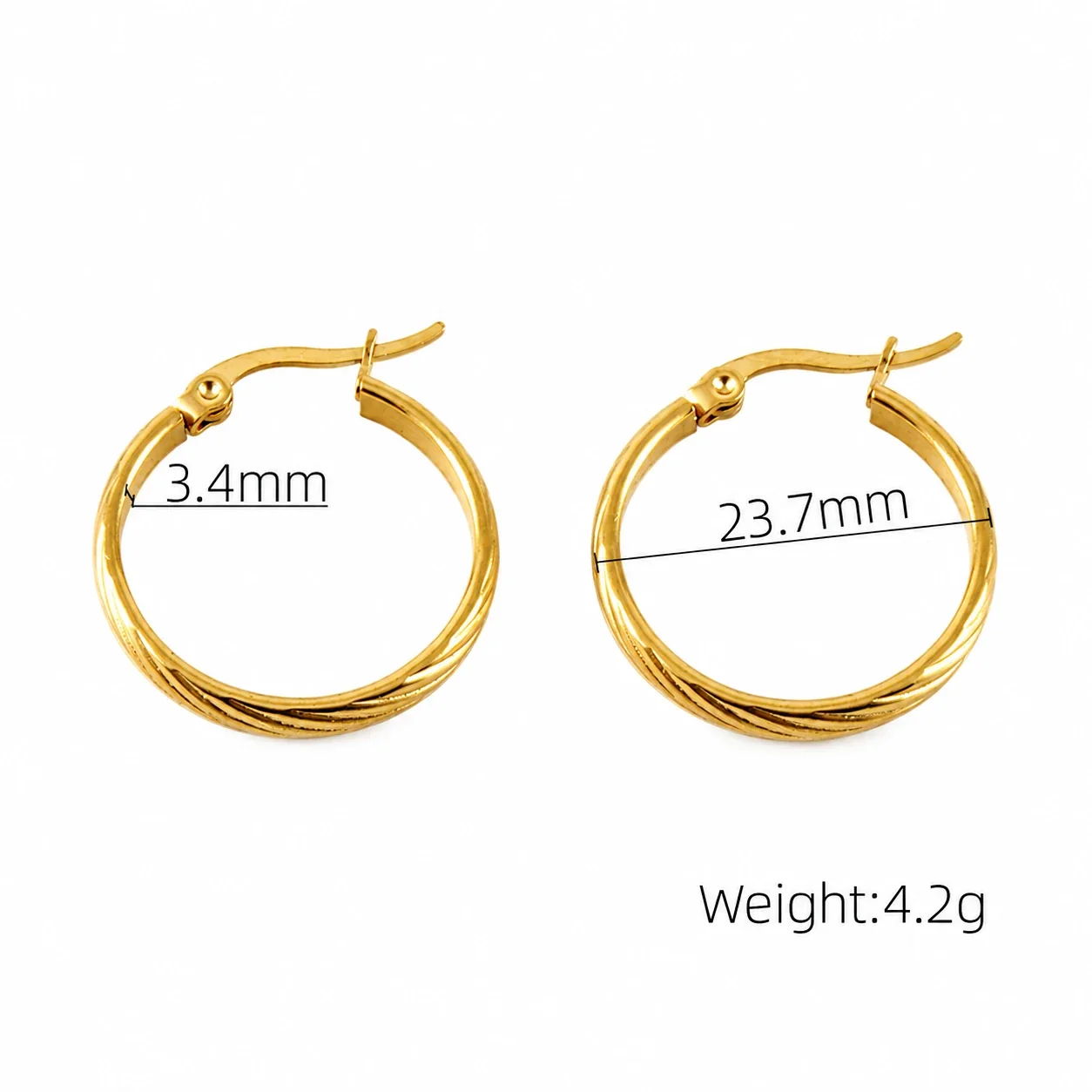 Twisted 18K Gold-Plated Round Hoop Earrings - Gold
