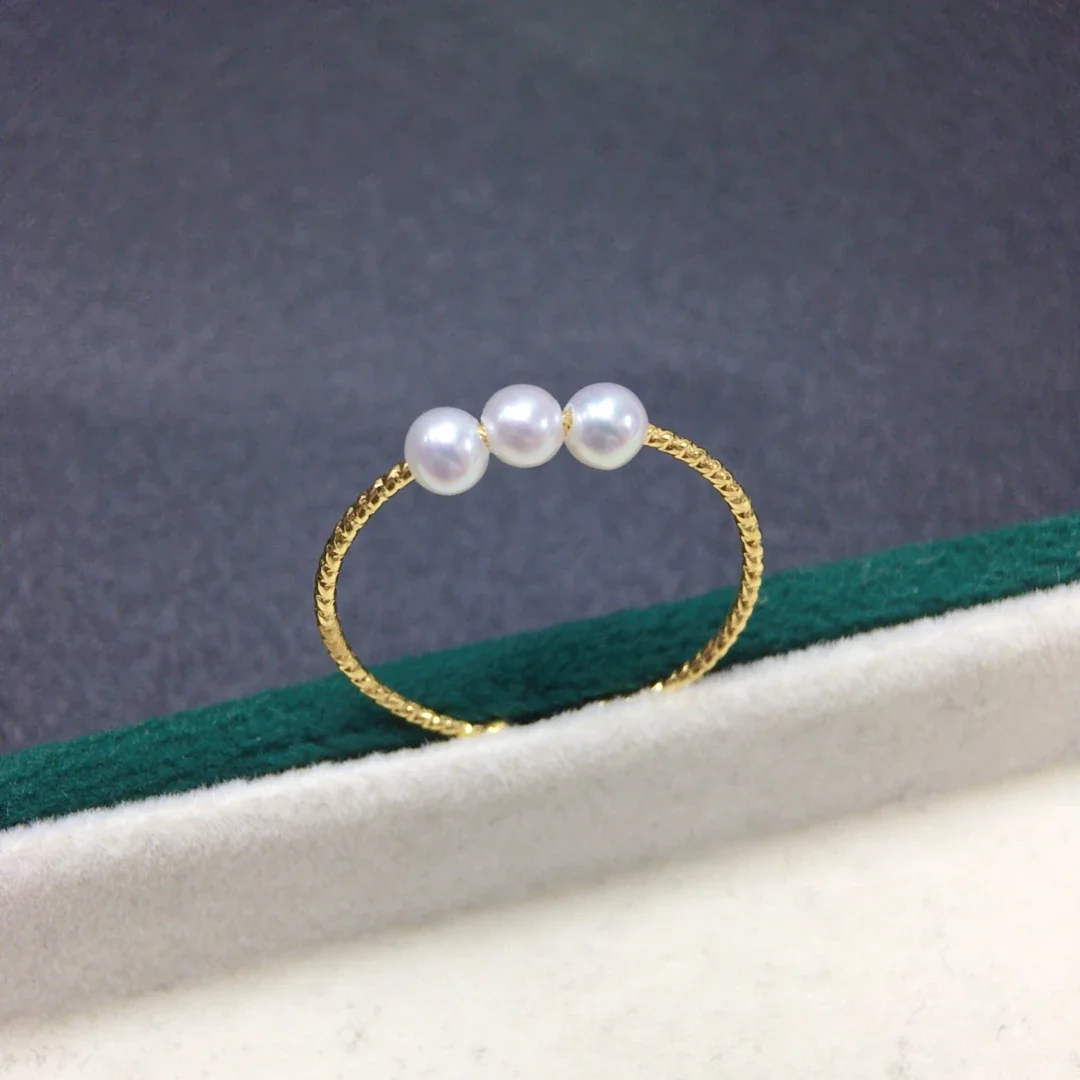 Delicate Gold-Plated Triple Freshwater Pearl Open Ring