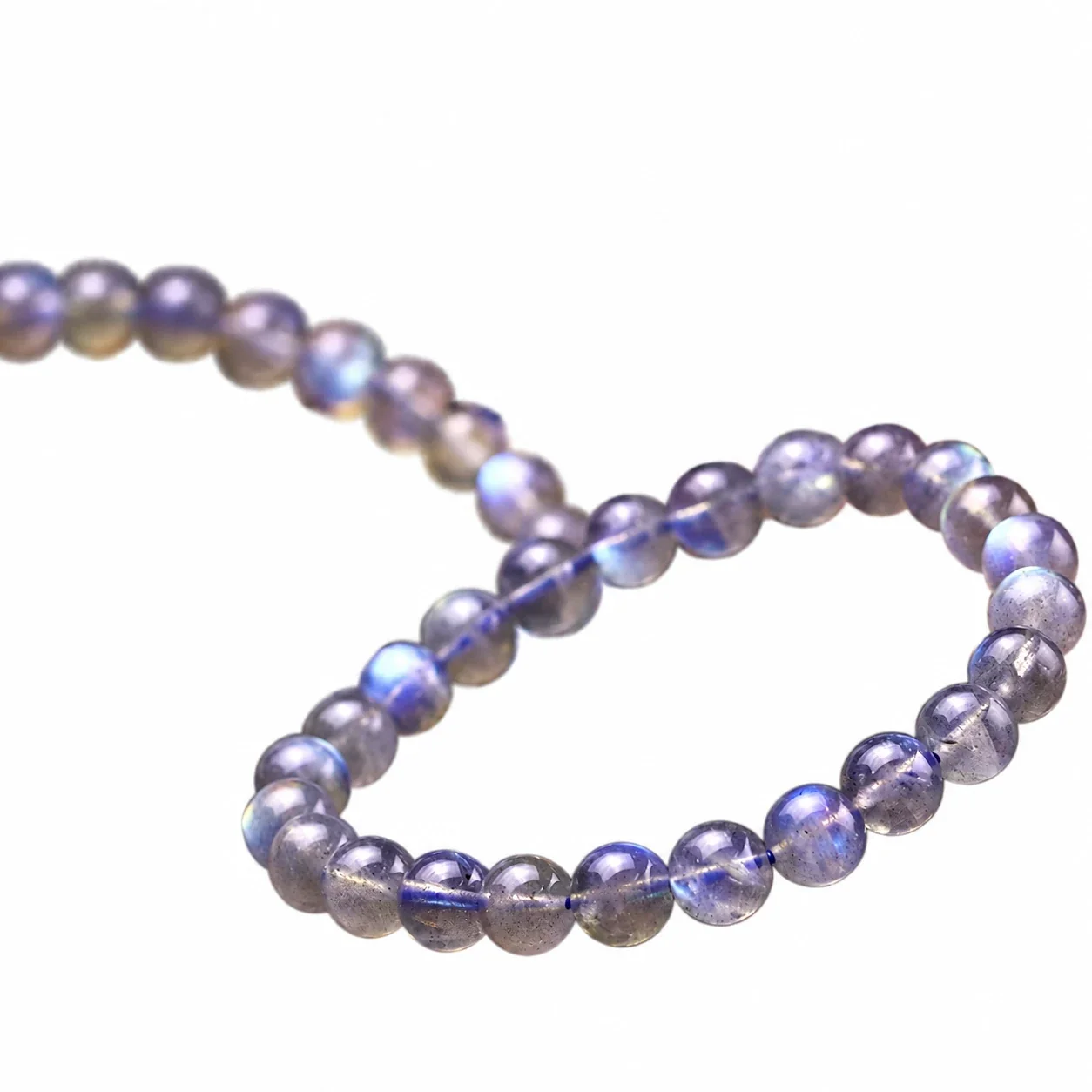 Iridescent Crystal Round-Bead Stretch Bracelet - 5A