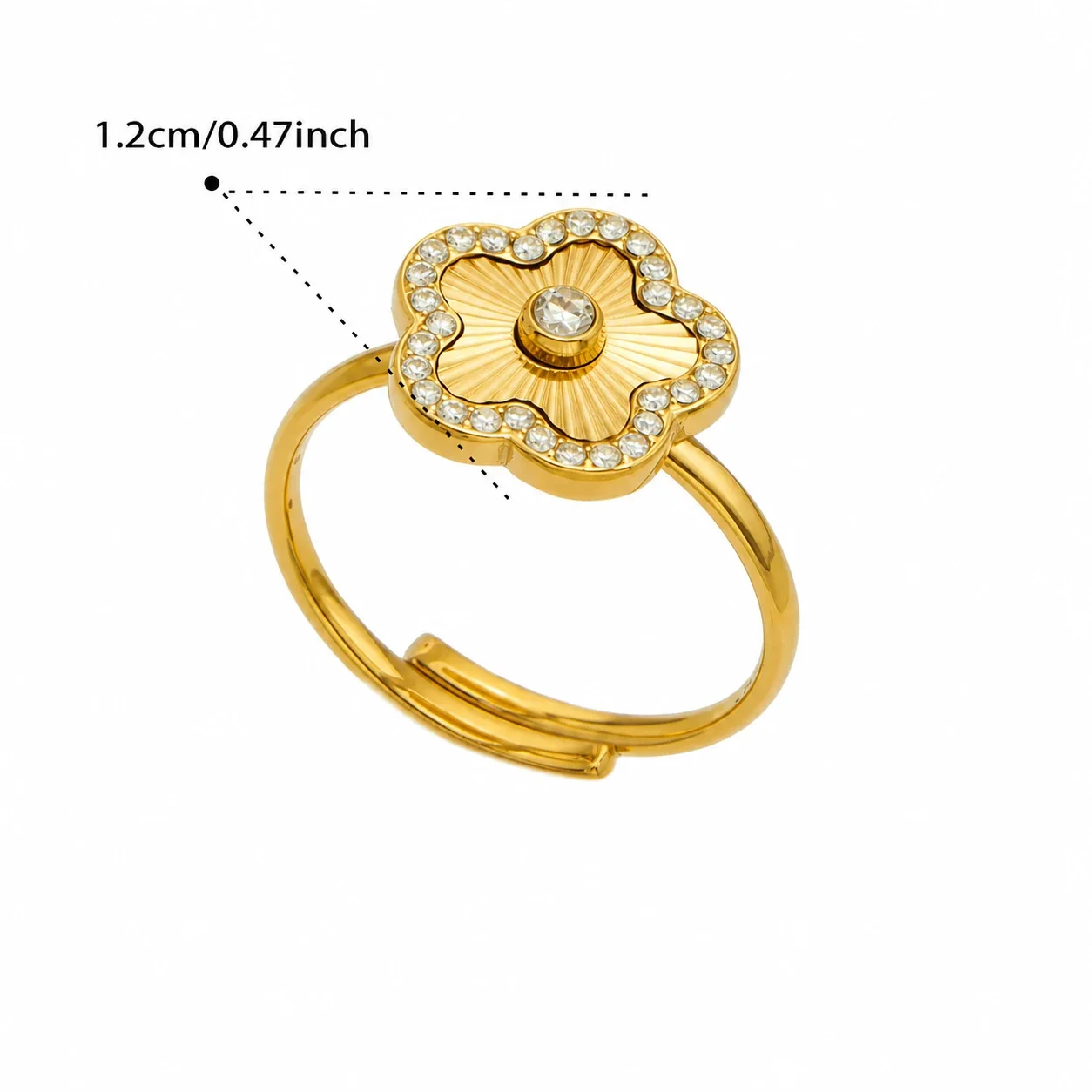Radiant Fanburst CZ 18K Gold-Plated Open Ring - Gold Flower CZ