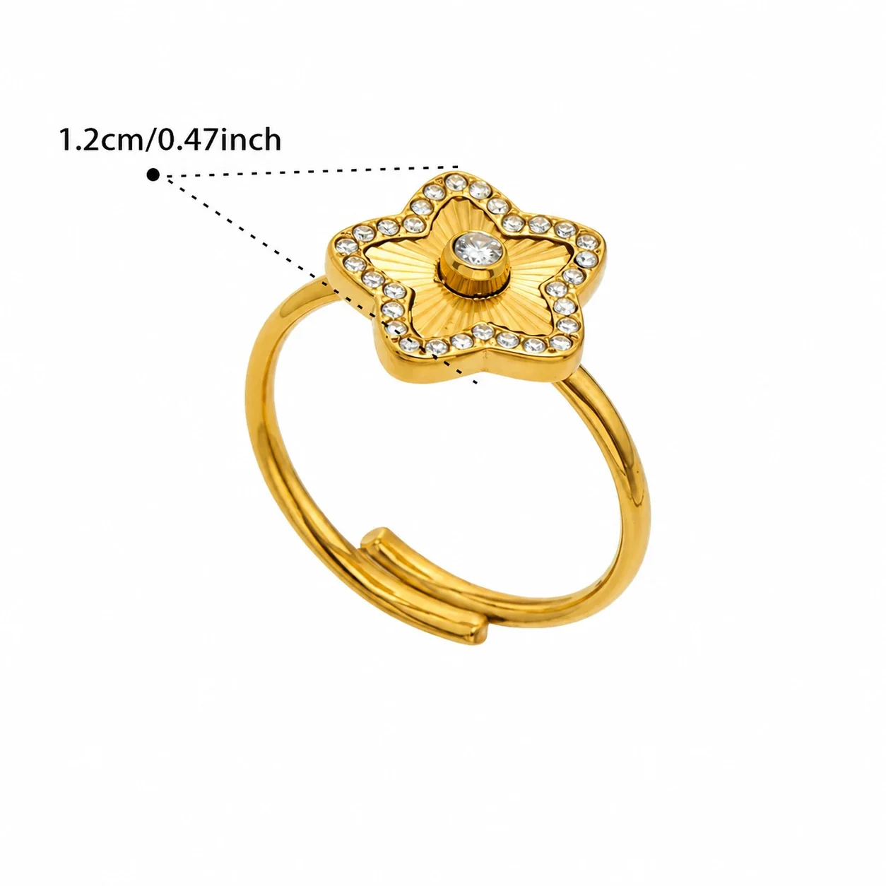 Radiant Fanburst CZ 18K Gold-Plated Open Ring - Gold Star CZ