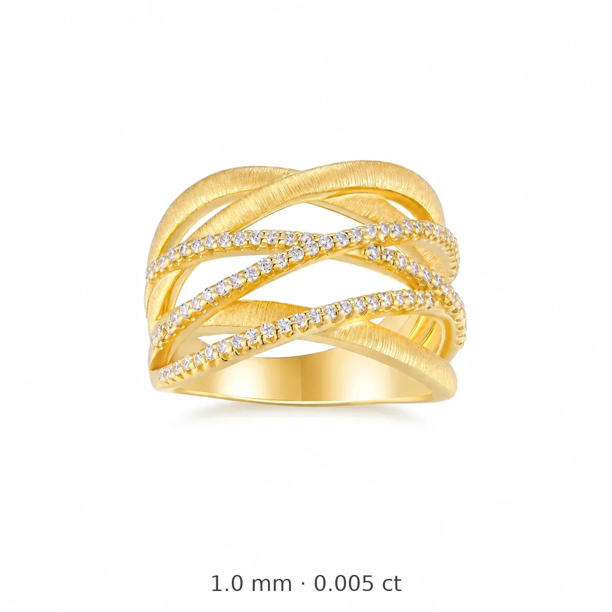 Sculptural Gold-Tone Brushed Pavé Crisscross Ring - Gold