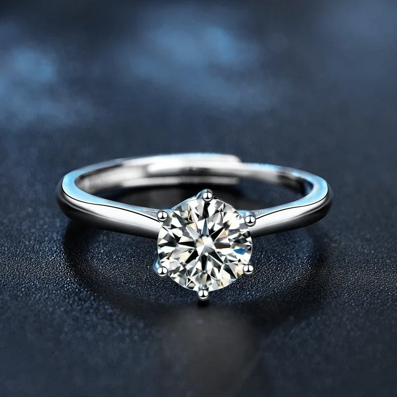 Refined 925 Sterling Silver Six-Prong Split-Shank Ring