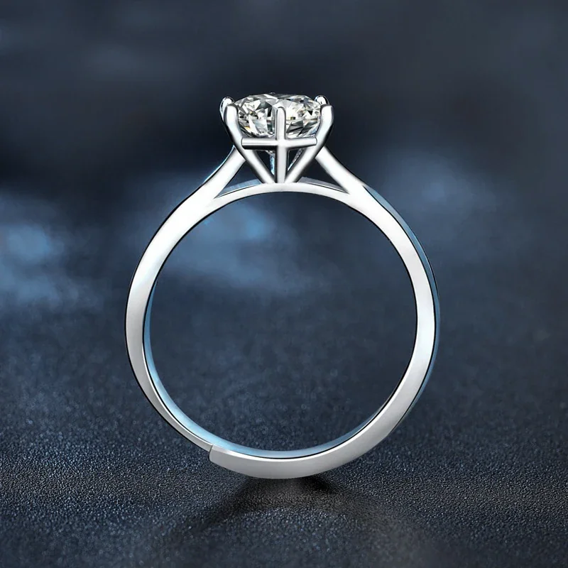 Refined 925 Sterling Silver Six-Prong Split-Shank Ring