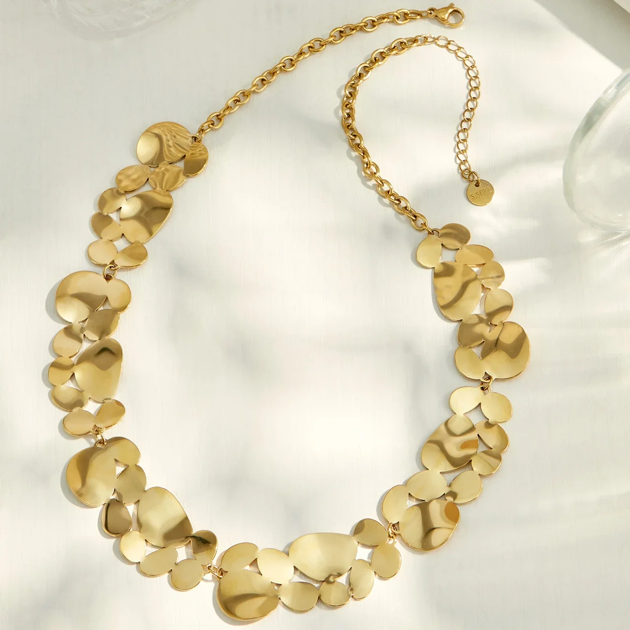 Artful 18K Gold-Plated Disc Cluster Chain Necklace