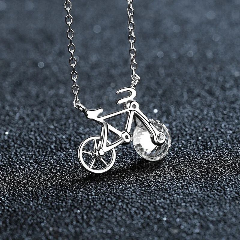 Playful 925 Sterling Silver Bicycle Pendant Spoked Wheel Necklace