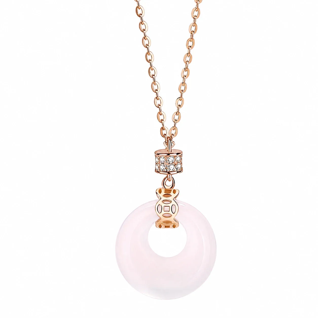 Lustrous Donut Pendant 925 Sterling Silver Cable Necklace