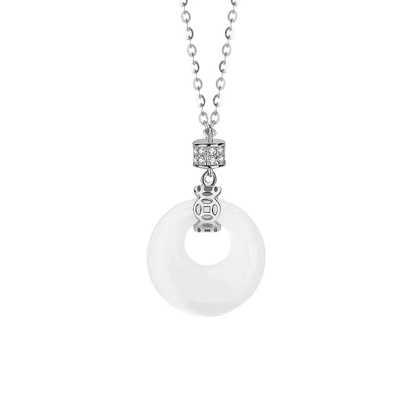Lustrous Donut Pendant 925 Sterling Silver Cable Necklace