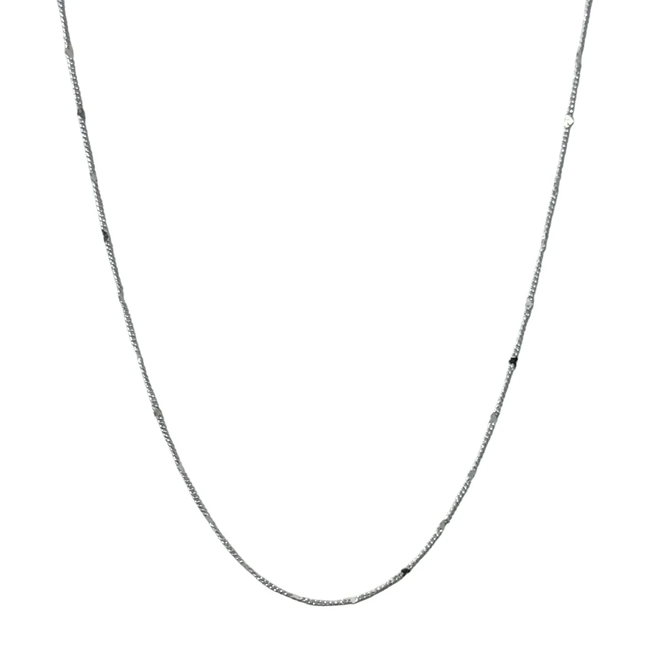 Delicate 925 sterling silver curb oval-station Chain Necklace