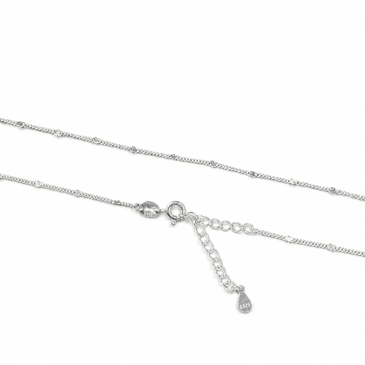 Delicate 925 sterling silver curb oval-station Chain Necklace