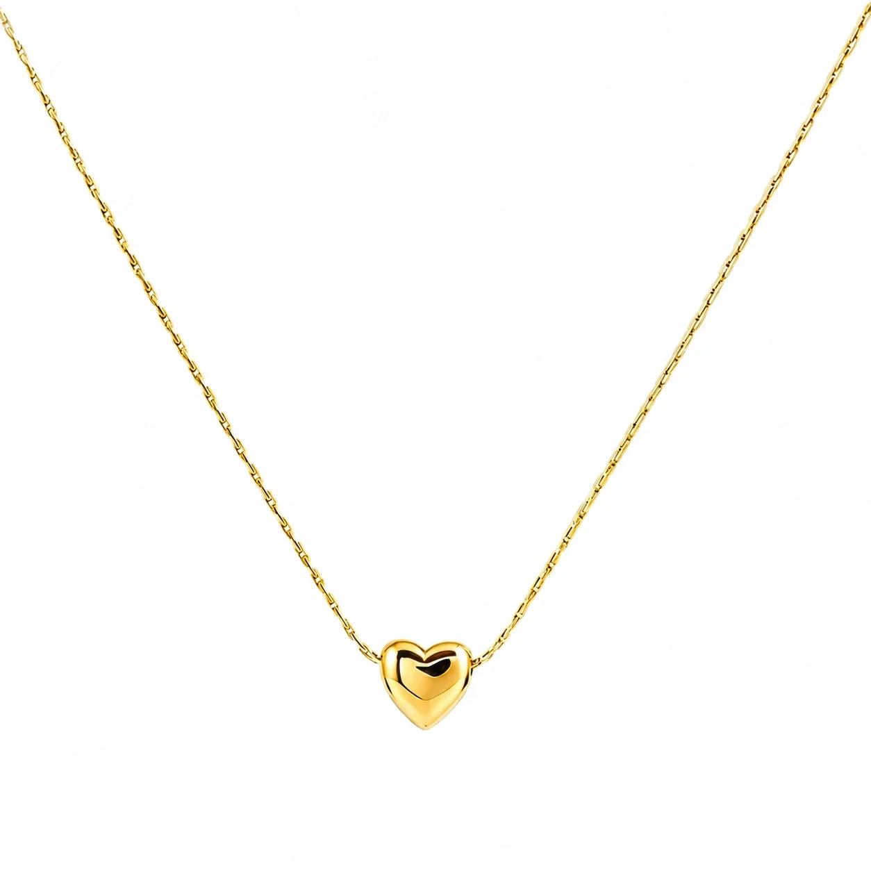 Sculpted 18K Gold-Plated Heart Bamboo Chain Necklace