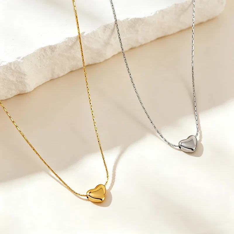 Sculpted 18K Gold-Plated Heart Bamboo Chain Necklace