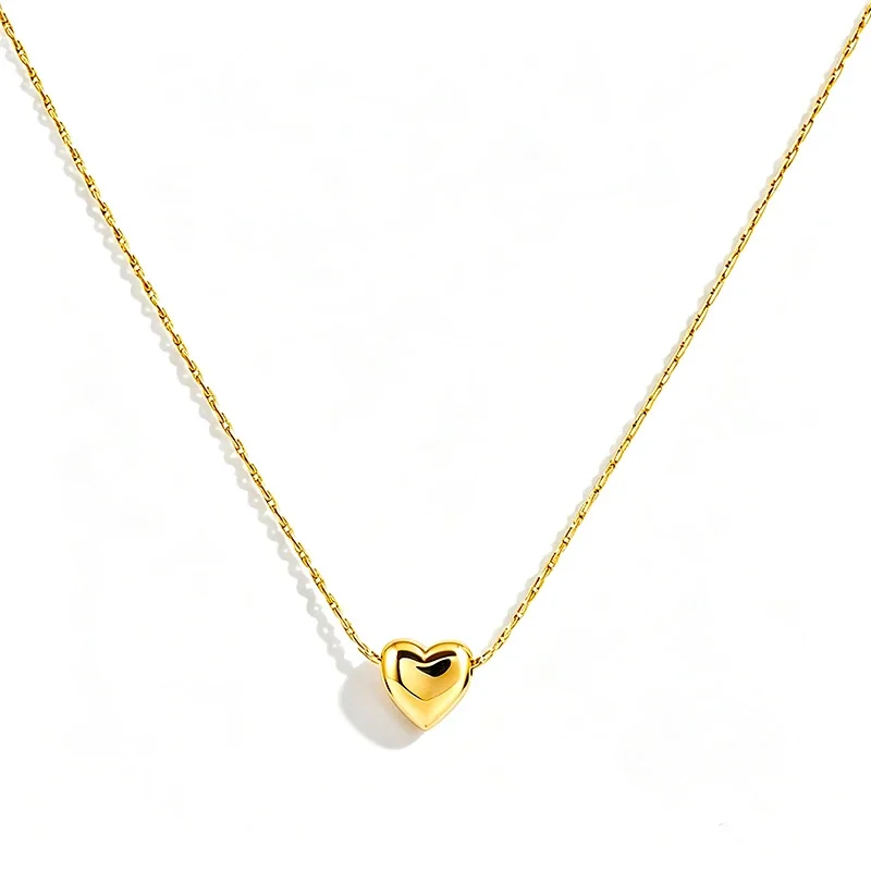 Sculpted 18K Gold-Plated Heart Bamboo Chain Necklace - Gold