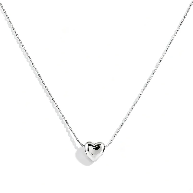 Sculpted 18K Gold-Plated Heart Bamboo Chain Necklace - Silver