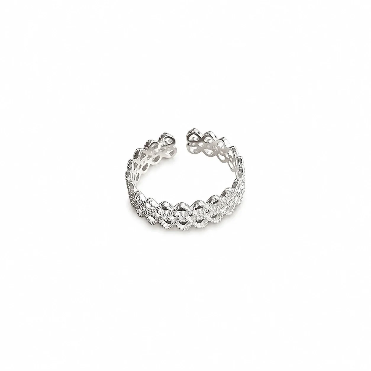 Intricate 925 Sterling Silver Scalloped Lace Open Ring