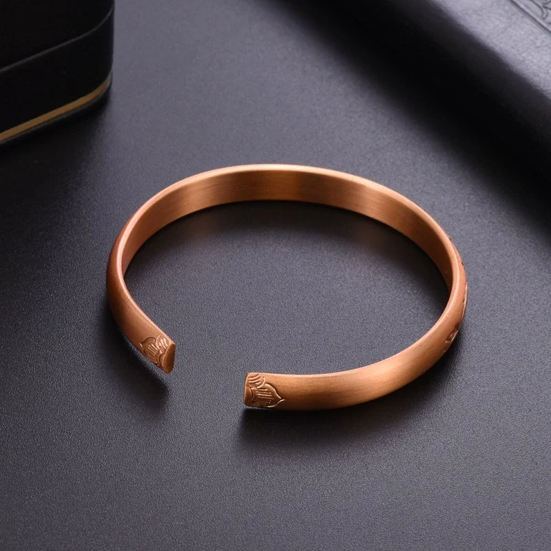 Botanical Copper Open Cuff Floral Engraved Bangle
