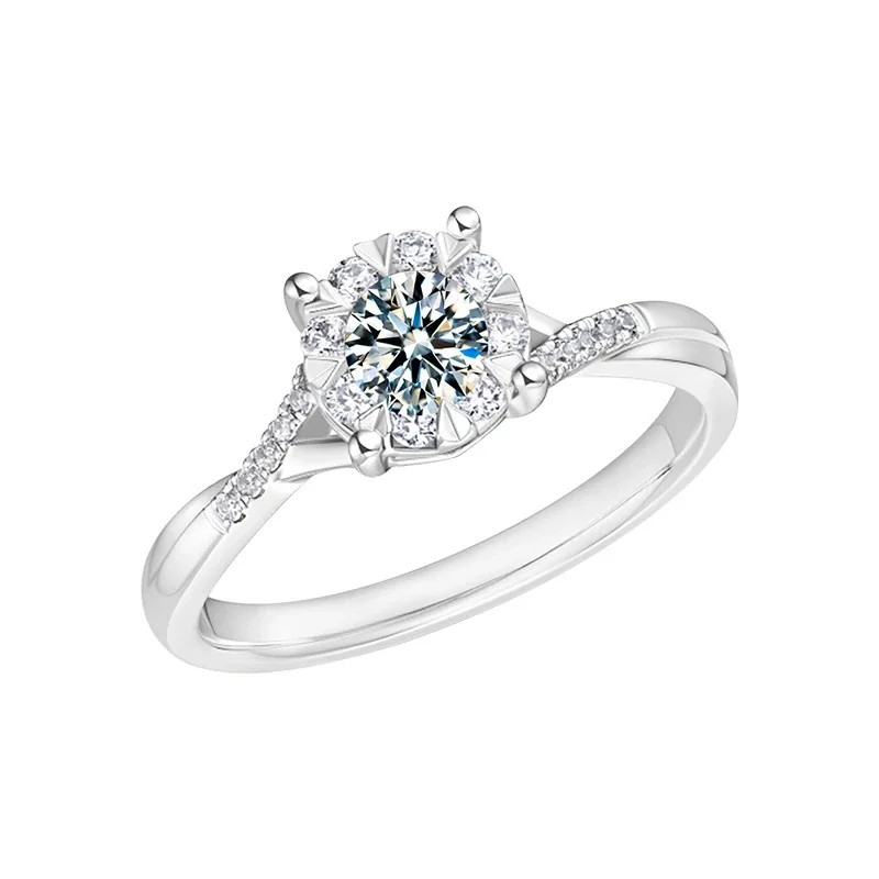 Snowflake Halo 925 Sterling Silver Split-Shank Ring