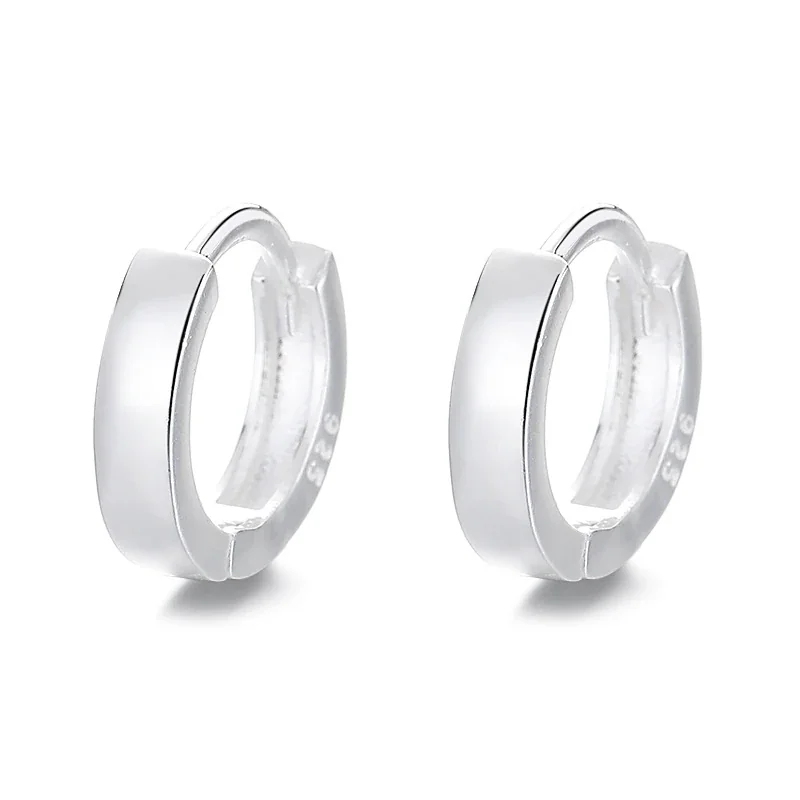 Polished Wide-Band Huggie 925 Sterling Silver Hoop Earrings