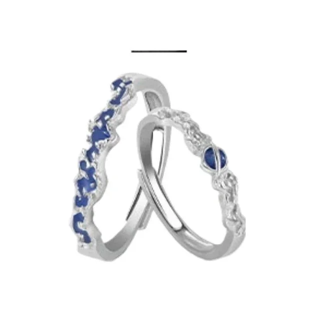 Celestial 925 Sterling Silver Blue Stone Orbit Open Ring