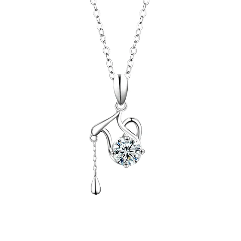 Celestial Zodiac Round Prong-Set Moissanite Necklace