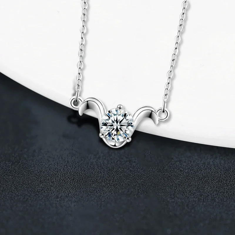 Celestial Zodiac Round Prong-Set Moissanite Necklace