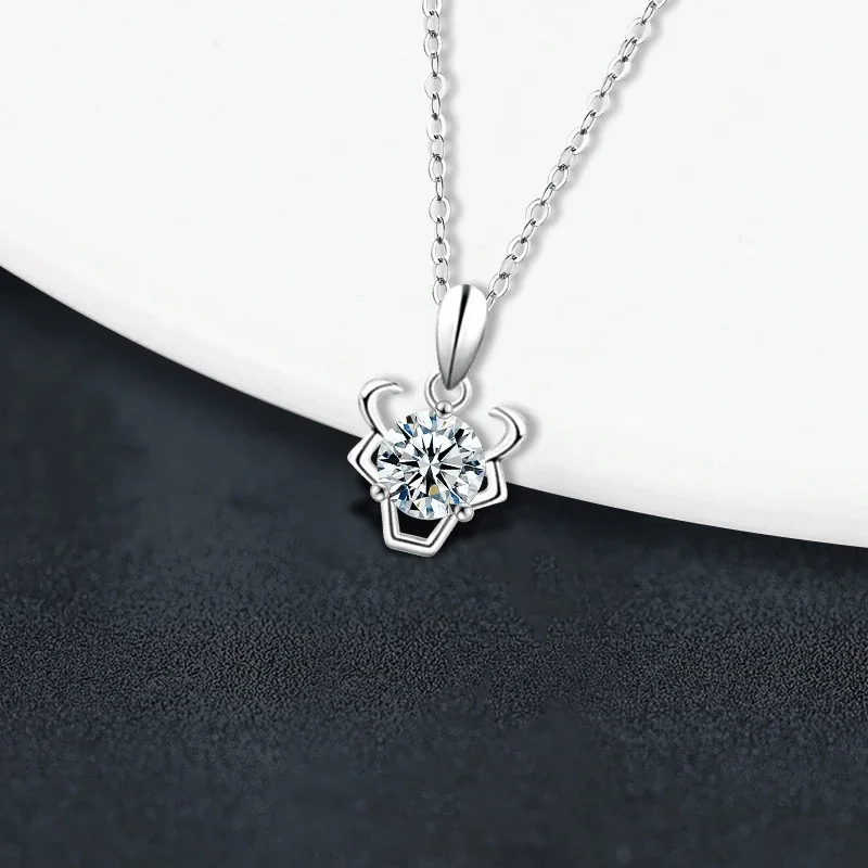 Celestial Zodiac Round Prong-Set Moissanite Necklace