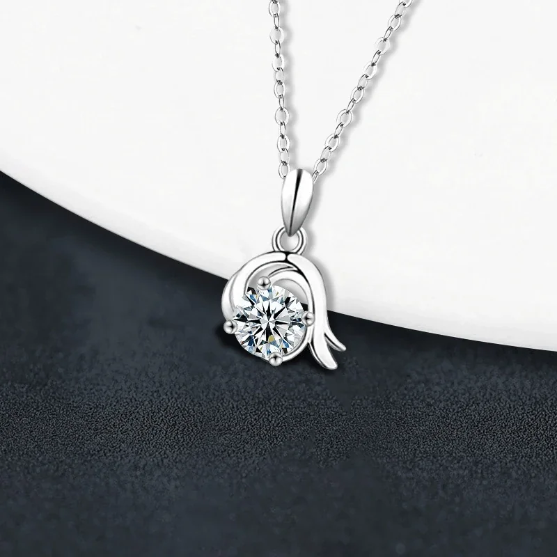 Celestial Zodiac Round Prong-Set Moissanite Necklace