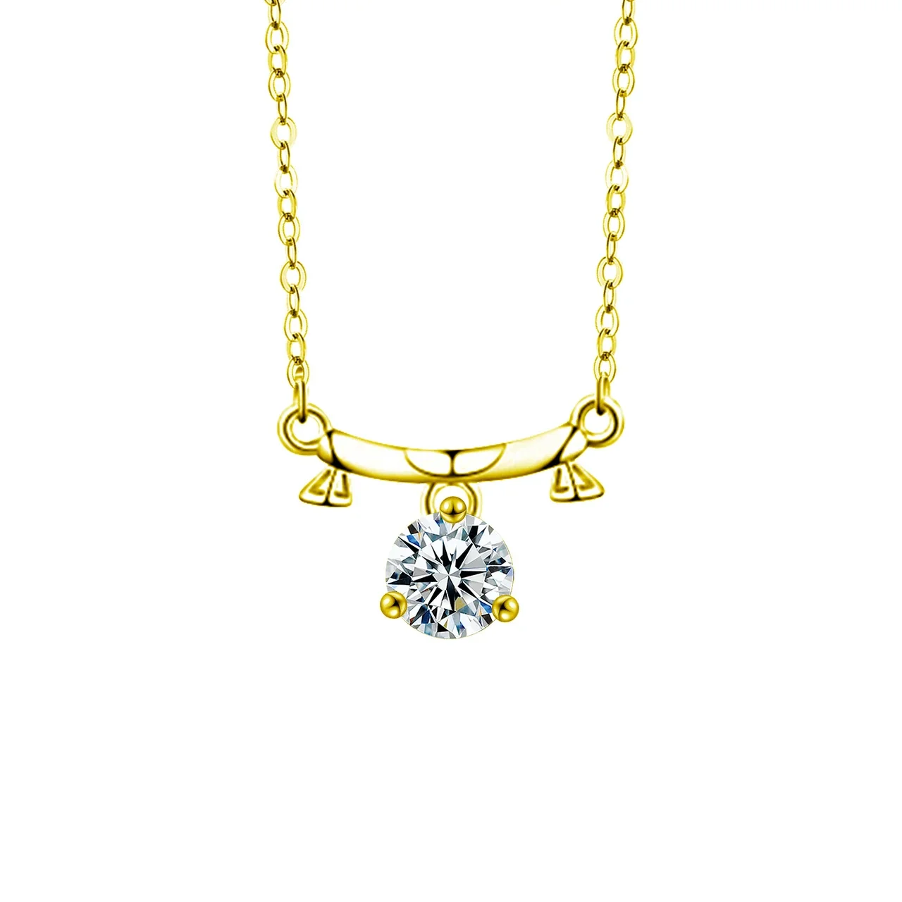 Celestial Zodiac Round Prong-Set Moissanite Necklace - Libra Gold
