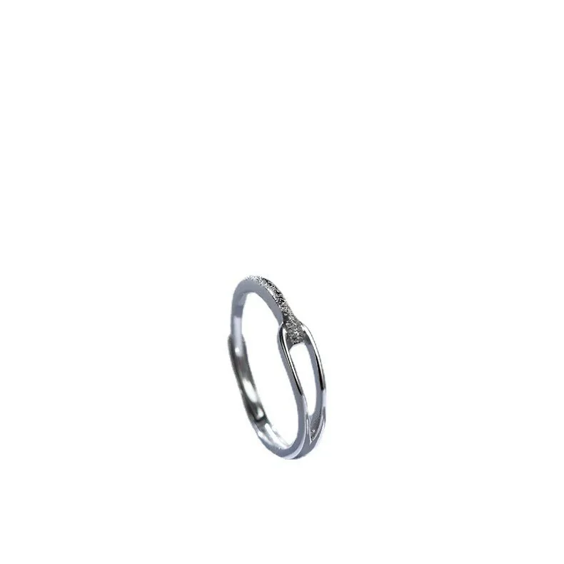 Sculptural Open-Front Link Textured 925 Sterling Silver Ring
