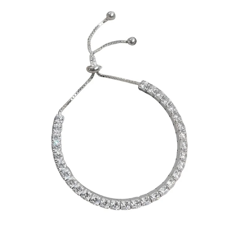 Adjustable 925 Sterling Silver Four-Prong Tennis Bracelet