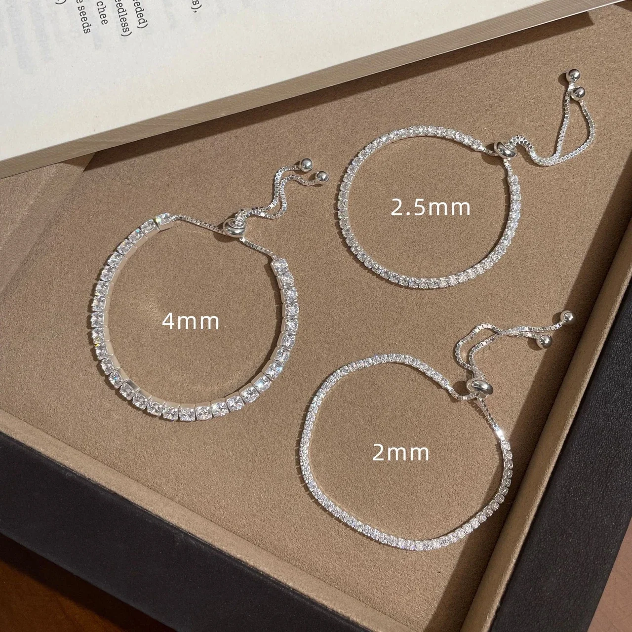 Adjustable 925 Sterling Silver Four-Prong Tennis Bracelet - Silver