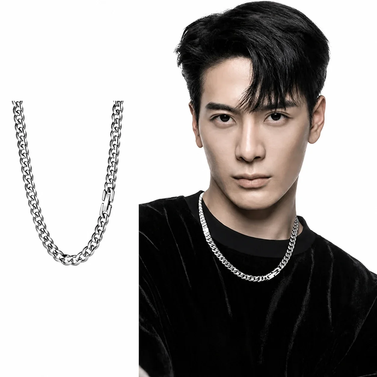 Bold Cuban Link Box-Clasp Stainless Steel Chain Necklace